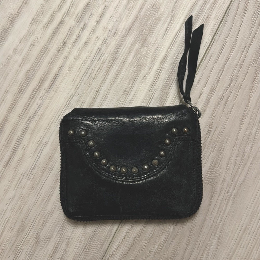 All Saints Excellent wallet women’s zipper black leather zipper rocker vintage